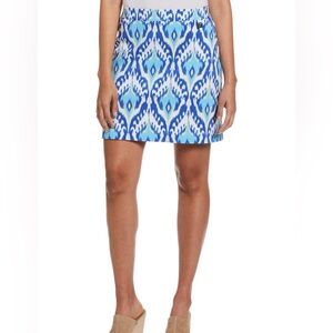 NWT Rafaella Petite Ikat Print Skort with Charm-Amparo Blue-PM